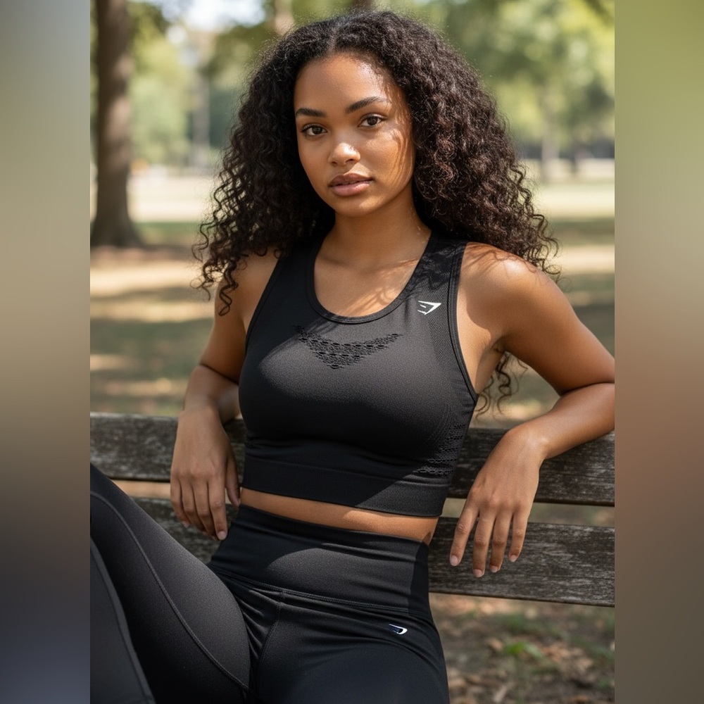 Gymshark Energy Seamless Crop Top Black w/ Cut Outs XS
